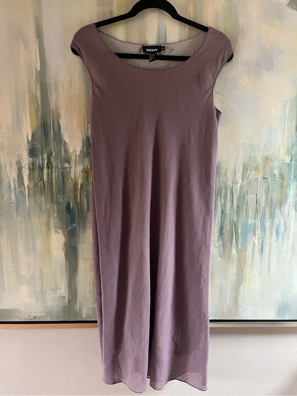 DKNY Dusty Lavender Mauve Silk-Lined Maxi Dress Size 10